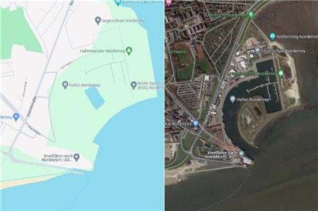 Deutlich zu sehen: Links das blaue Rechteck soll der Hafen sein.